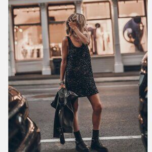 EUC MIKUTA The Black Sequin Tank Dress XS